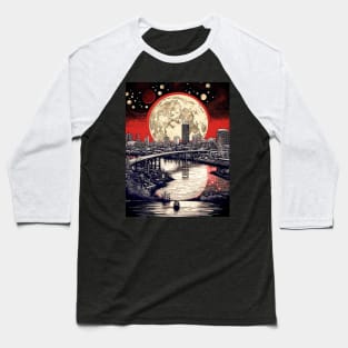 Full Sturgeon Moon Over Portland Oregon Baseball T-Shirt